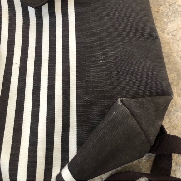 Henri Bendel Brown and White Stripe Convertible Nylon Travel Packable Backpack main image 13